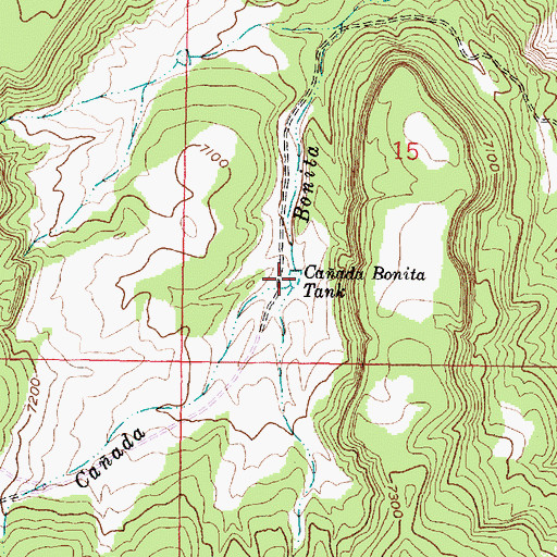 Topographic Map of Caada Bonita Tank, NM