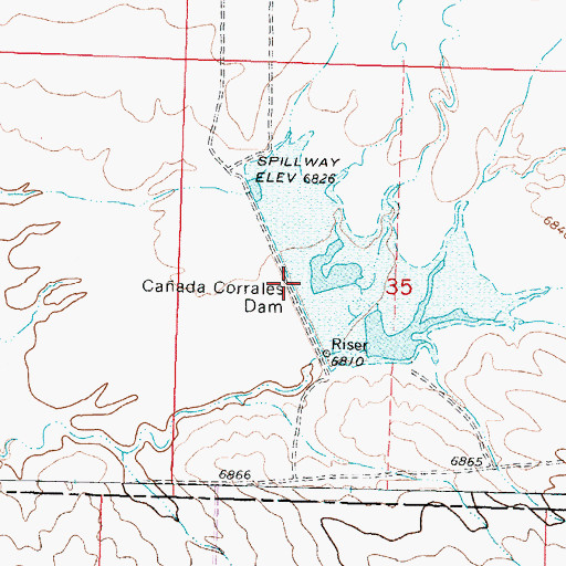 Topographic Map of Caada Corrales Dam, NM