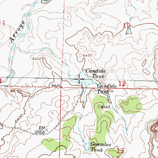Topographic Map of Candido Tank, NM
