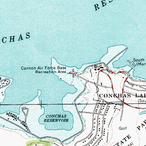 Topographic Map of Cannon Air Force Base Recreation Area, NM