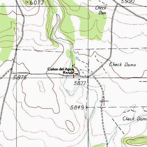 Topographic Map of Caon del Agua Ranch, NM