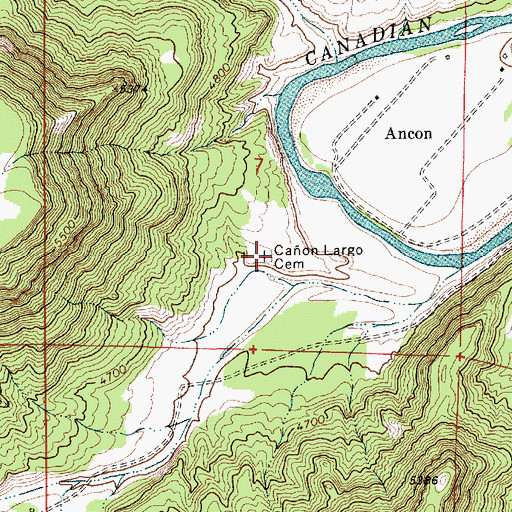 Topographic Map of Caon Largo Cemetery, NM