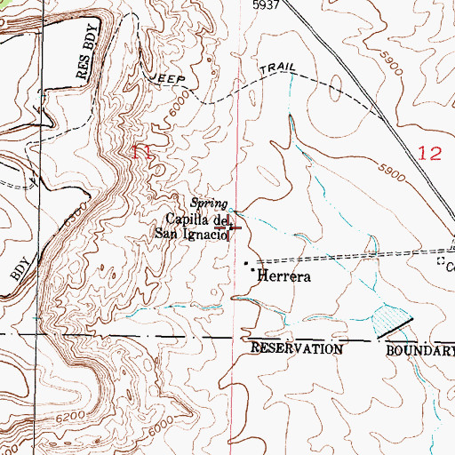 Topographic Map of Capilla de San Ignacio, NM