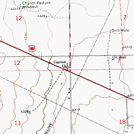 Topographic Map of Caprock Church, NM