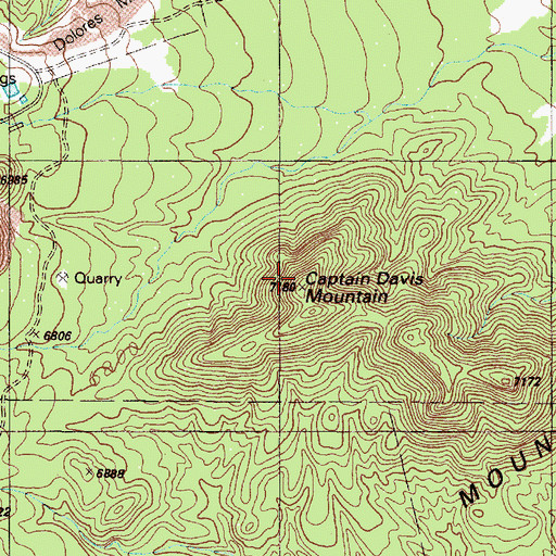 Topographic Map of Captain Davis Mountain, NM