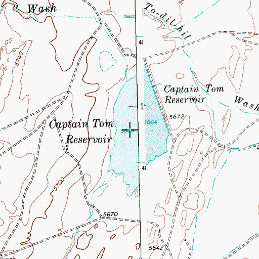 Topographic Map of Captain Tom Reservoir, NM