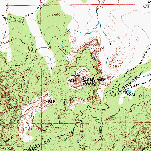 Topographic Map of Captivas Peak, NM
