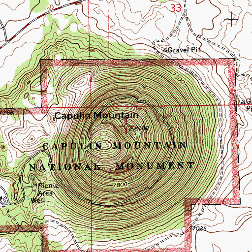 Topographic Map of Capulin Mountain, NM