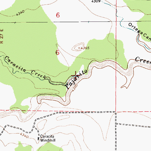 Topographic Map of Caracita Creek, NM