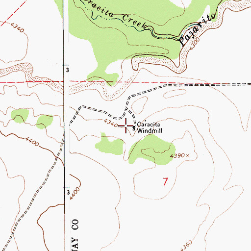 Topographic Map of Caracita Windmill, NM
