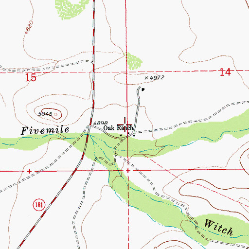 Topographic Map of Oak Ranch, AZ