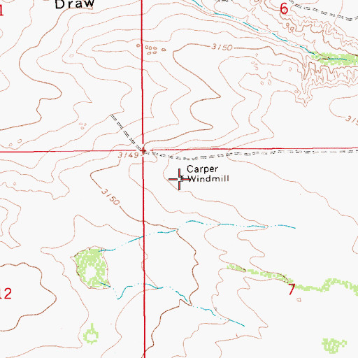 Topographic Map of Carper Windmill, NM