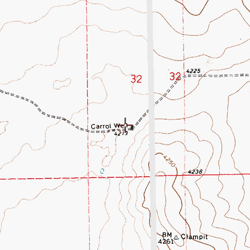 Topographic Map of Carrol Well, NM
