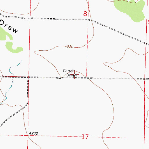 Topographic Map of Carroll Cemetery, NM