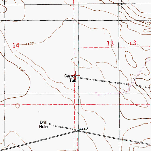 Topographic Map of Carroll Tub, NM