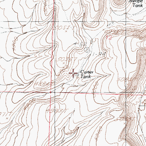 Topographic Map of Carter Tank, NM