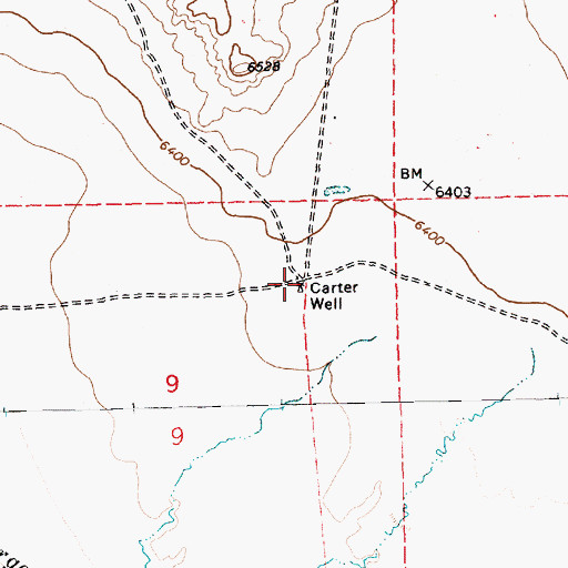 Topographic Map of Carter Well, NM