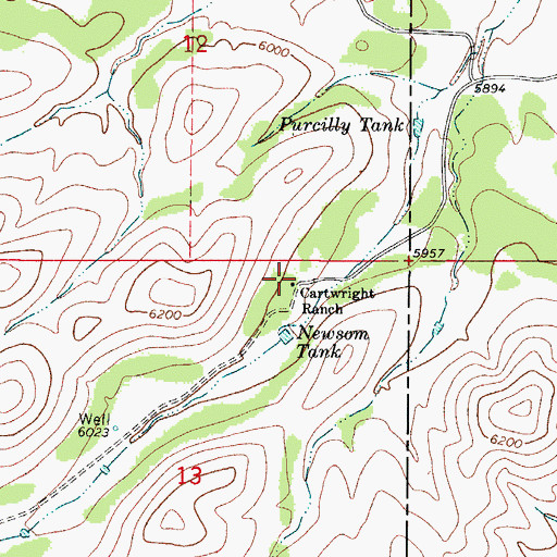 Topographic Map of Cartwright Ranch, NM