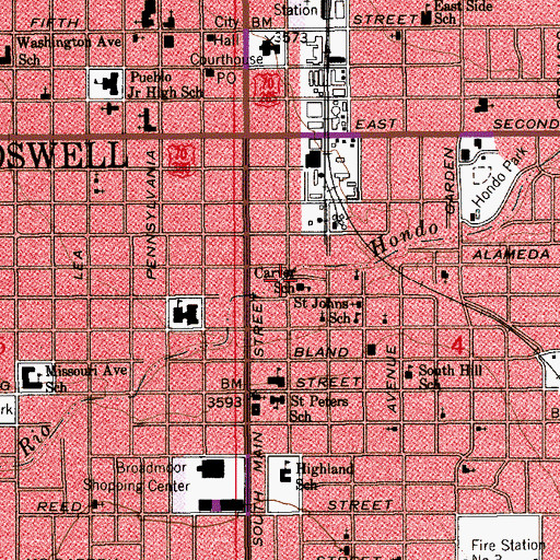 Topographic Map of Carver School, NM