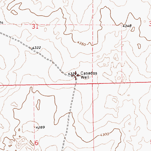 Topographic Map of Casados Well, NM