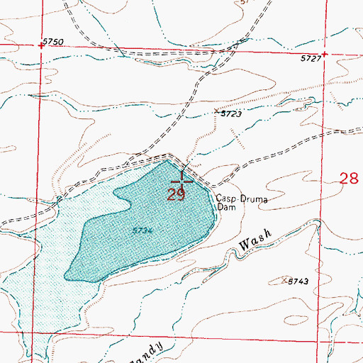 Topographic Map of Casp-Druma Dam, NM