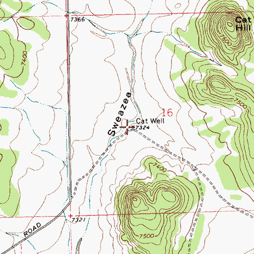 Topographic Map of Cat Well, NM