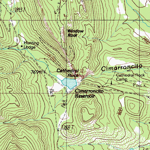 Topographic Map of Cathedral Rock, NM