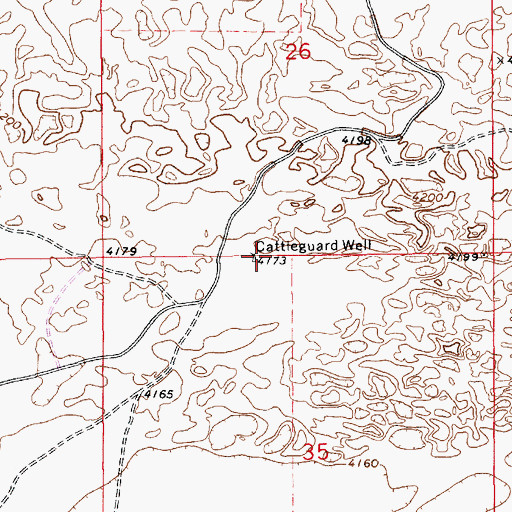 Topographic Map of Cattleguard Well, NM