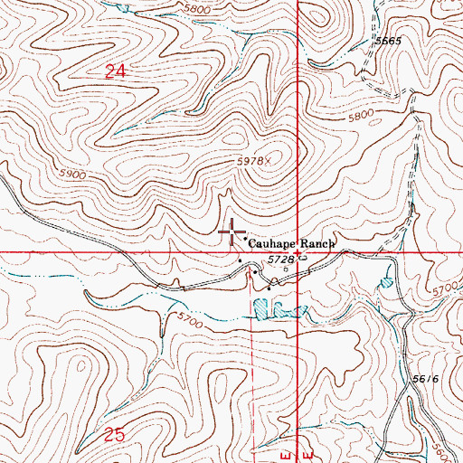 Topographic Map of Cauhape Ranch, NM