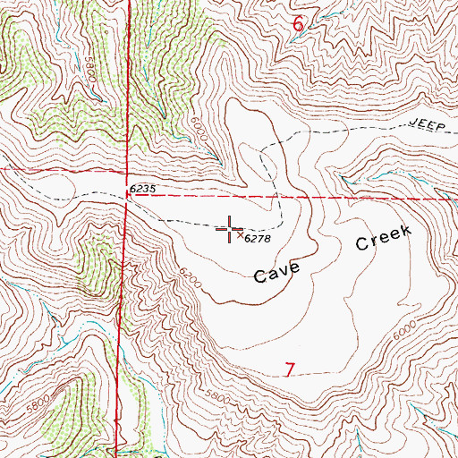 Topographic Map of Cave Creek Mesa, NM