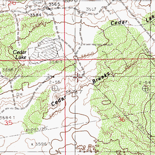 Topographic Map of Cedar Breaks, NM