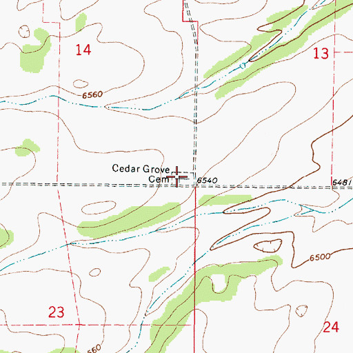 Topographic Map of Cedar Grove Cemetery, NM