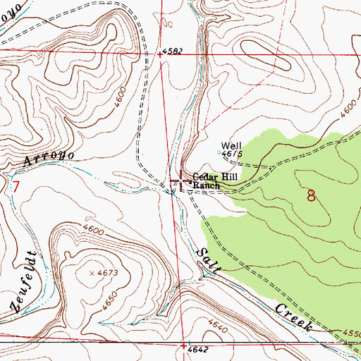 Topographic Map of Cedar Hill Ranch, NM