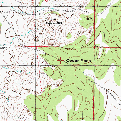 Topographic Map of Cedar Pass, NM