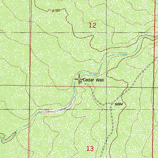 Topographic Map of Cedar Well, NM