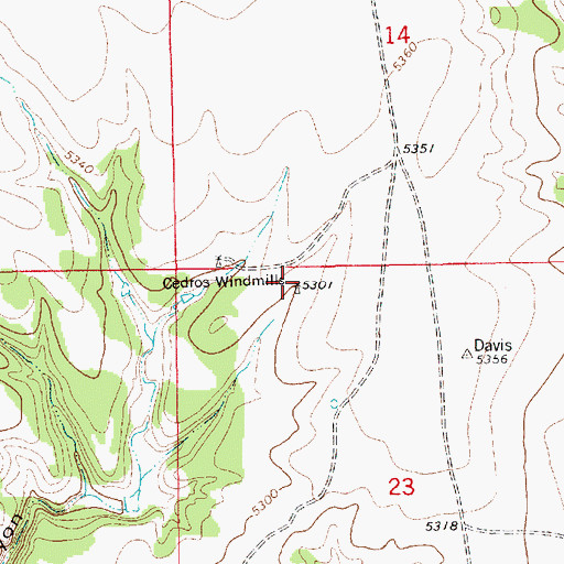 Topographic Map of Cedros Windmills, NM
