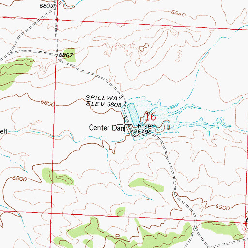 Topographic Map of Center Dam, NM