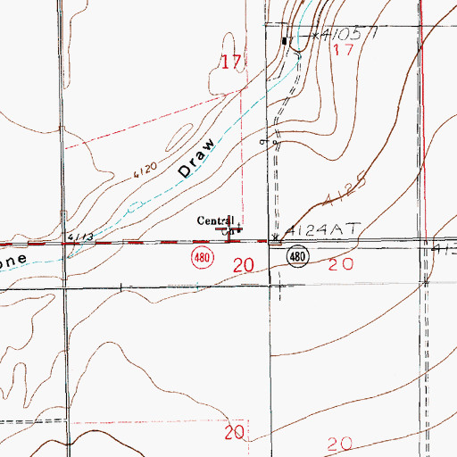 Topographic Map of Central Church, NM