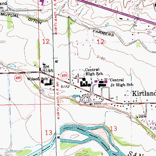 Topographic Map of Central High School, NM