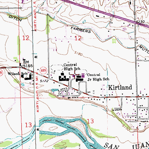 Topographic Map of Central Junior High School, NM