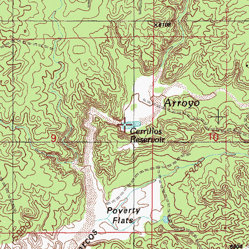 Topographic Map of Cerrillos Reservoir, NM