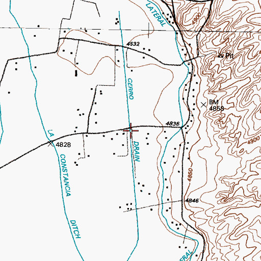 Topographic Map of Cerro Drain, NM