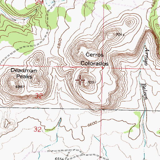 Topographic Map of Cerros Colorados, NM