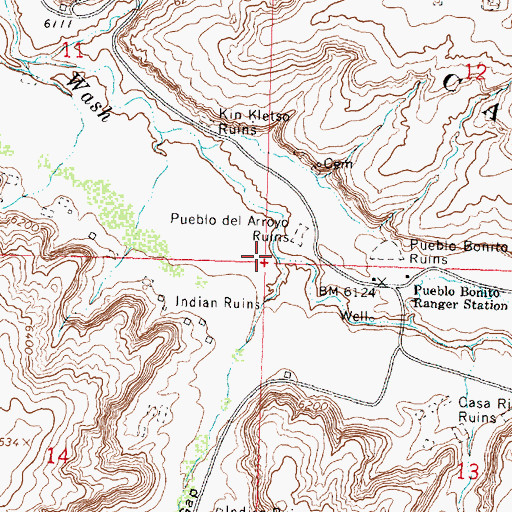Topographic Map of Chaco Canyon, NM