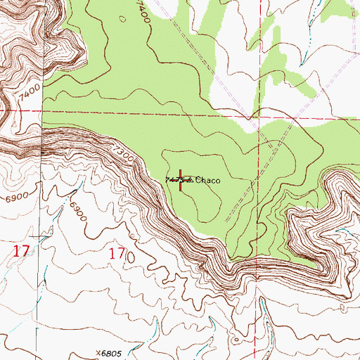 Topographic Map of Chaco Mesa, NM