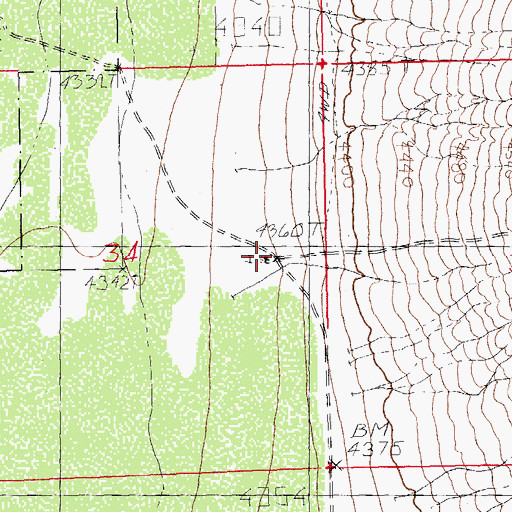 Topographic Map of Chaineys Ranch, NM