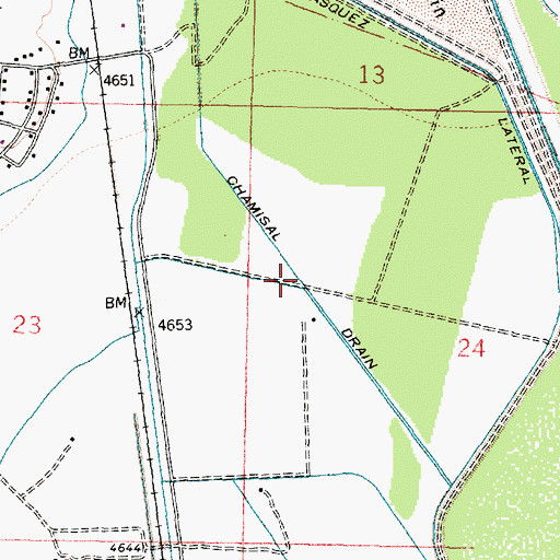 Topographic Map of Chamisal Drain, NM
