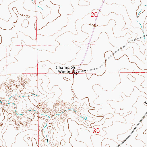 Topographic Map of Champion Windmill, NM