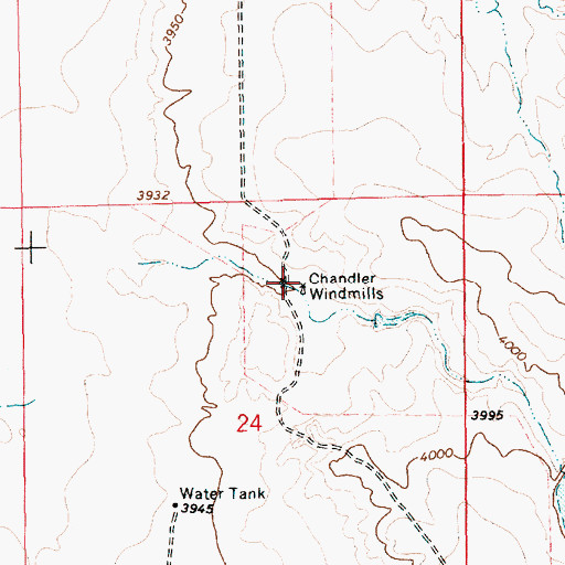 Topographic Map of Chandler Windmills, NM
