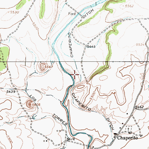 Topographic Map of Chaperito Ditch, NM